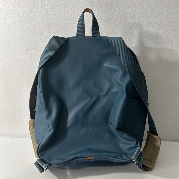 Jon Hart Design Backpack Adults Blue Coated Canvas Leather Trim - Picture 5 of 16